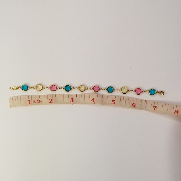 SWAROVSKI MULTICOLORED CRYTALS GOLD TONE BRACELET - Picture 9 of 9